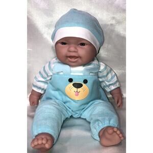 Berenguer Baby Doll Cloth Squishy Body Blue Dog Pajamas Night Cap 13 - 14"